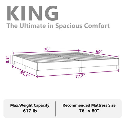 vidaXL Bed Frame without Mattress Dark Grey 193x203 cm King Fabric