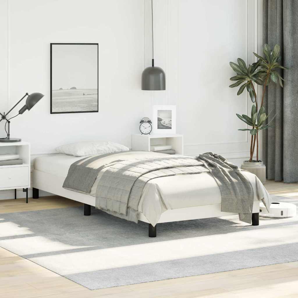 vidaXL Bed Frame without Mattress White 100x190 cm Twin Faux Leather