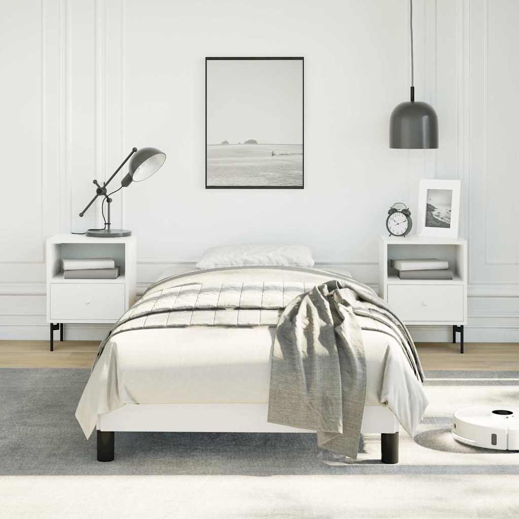 vidaXL Bed Frame without Mattress White 100x190 cm Twin Faux Leather