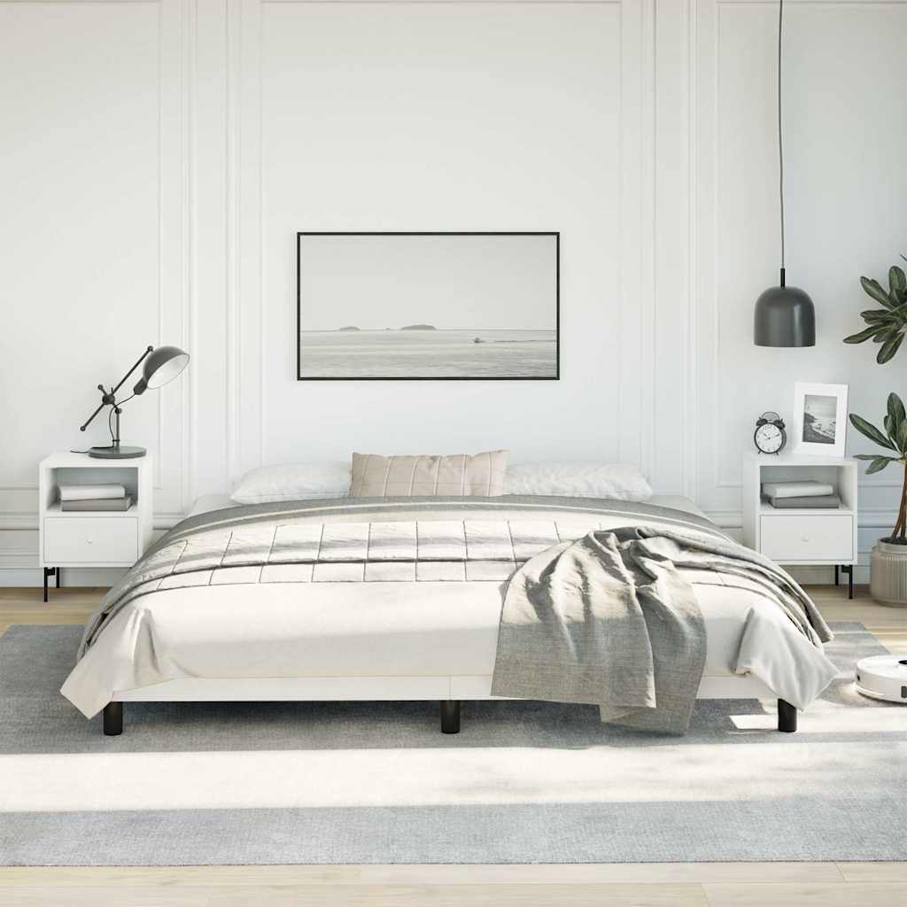 vidaXL Bed Frame without Mattress White 193x203 cm King Faux Leather