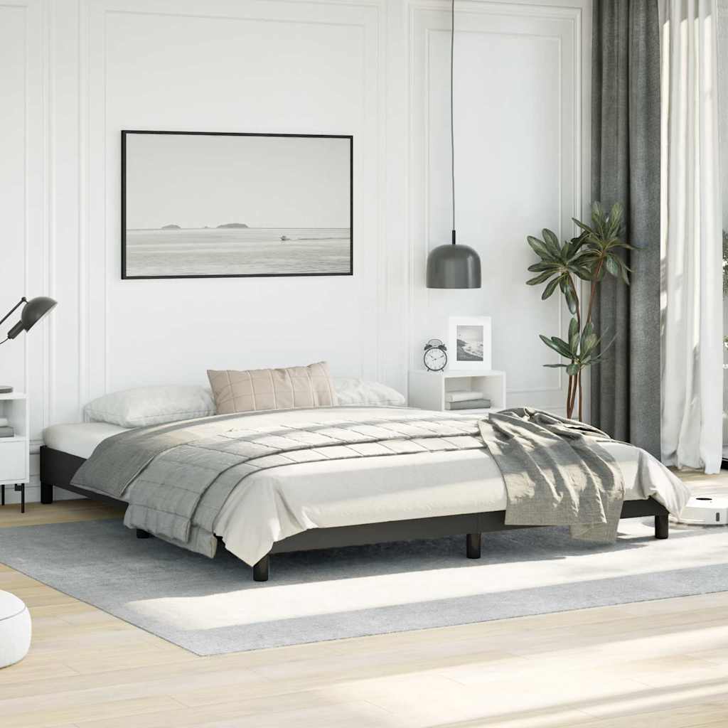 vidaXL Bed Frame without Mattress Black California King Faux Leather