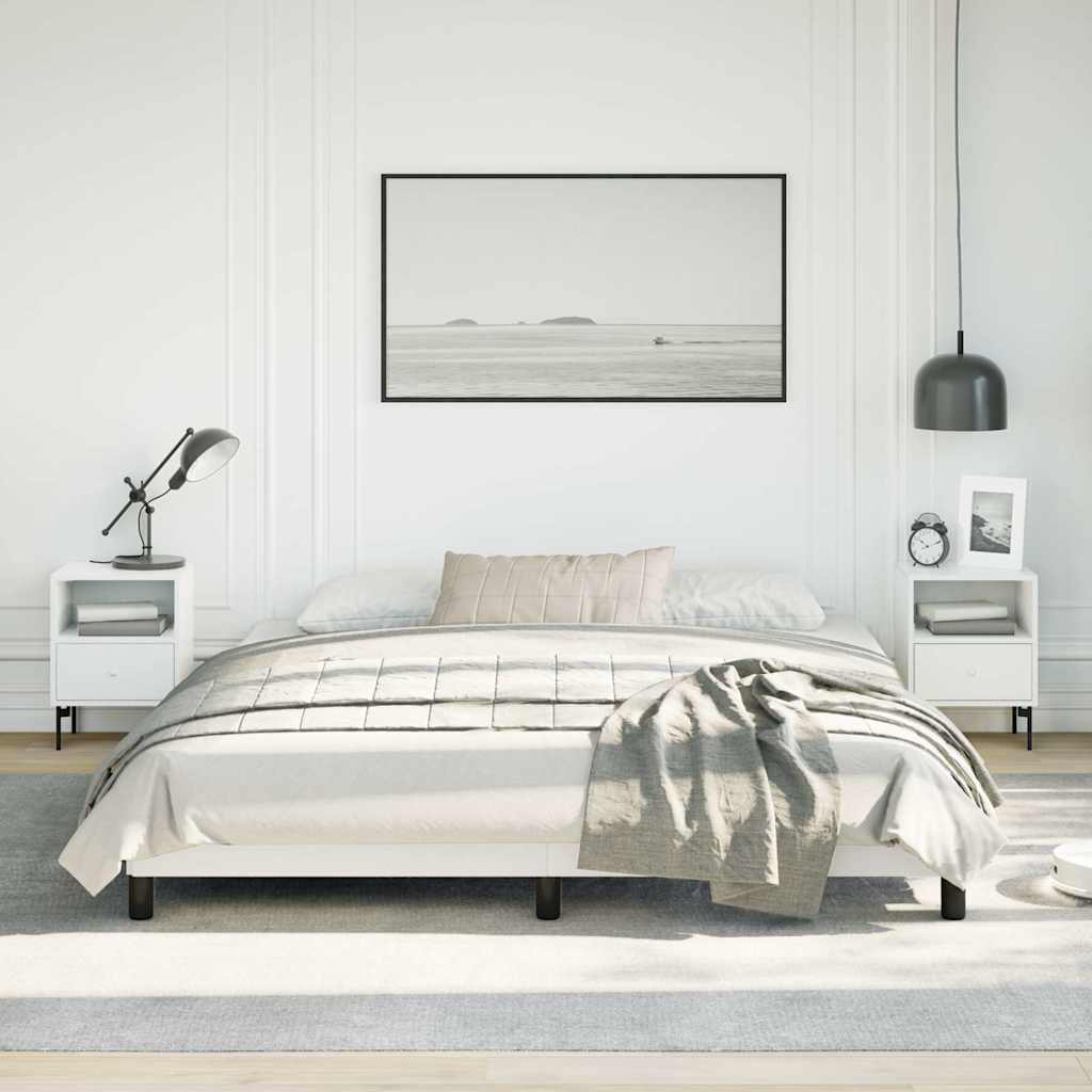 vidaXL Bed Frame without Mattress White California King Faux Leather