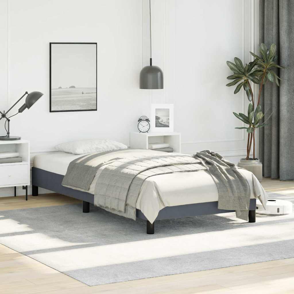 vidaXL Bed Frame without Mattress Dark Grey 100x190 cm Twin Velvet