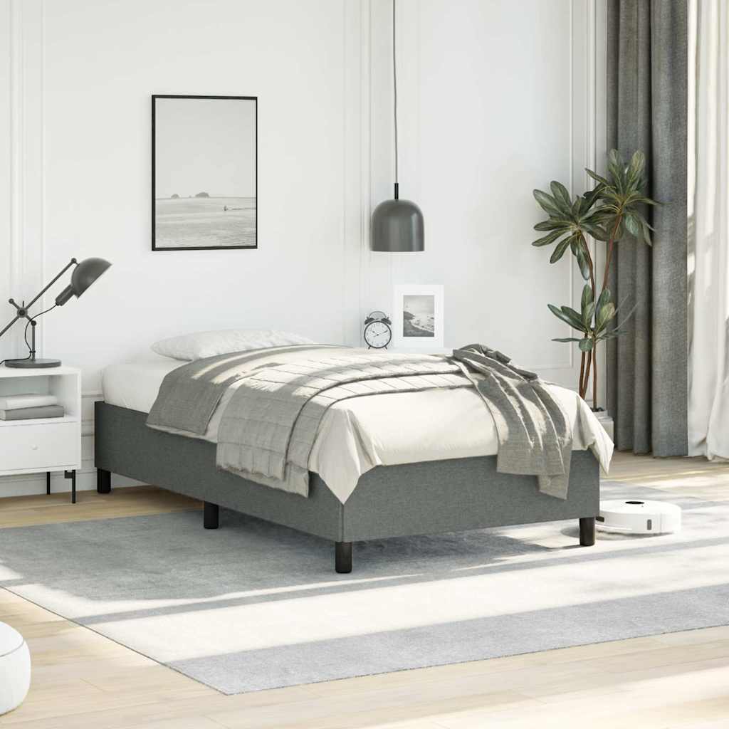 vidaXL Bed Frame without Mattress Dark Grey 100x190 cm Twin Fabric