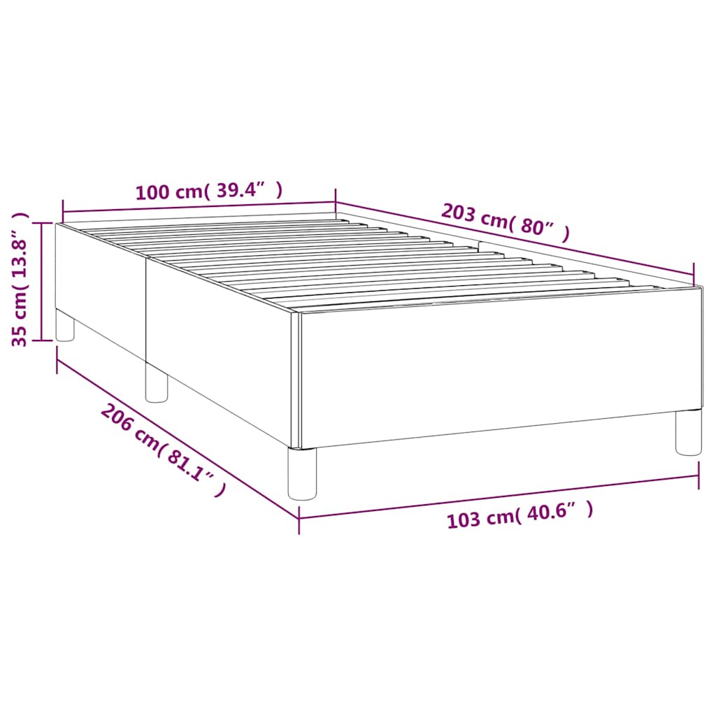 vidaXL Bed Frame without Mattress Light Grey 100x203 cm Twin XL Fabric