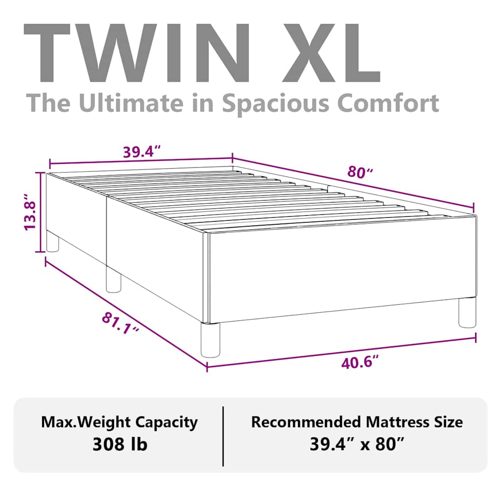 vidaXL Bed Frame without Mattress Light Grey 100x203 cm Twin XL Fabric