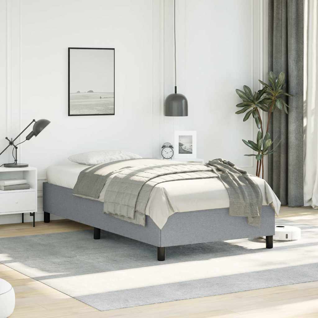 vidaXL Bed Frame without Mattress Light Grey 100x203 cm Twin XL Fabric
