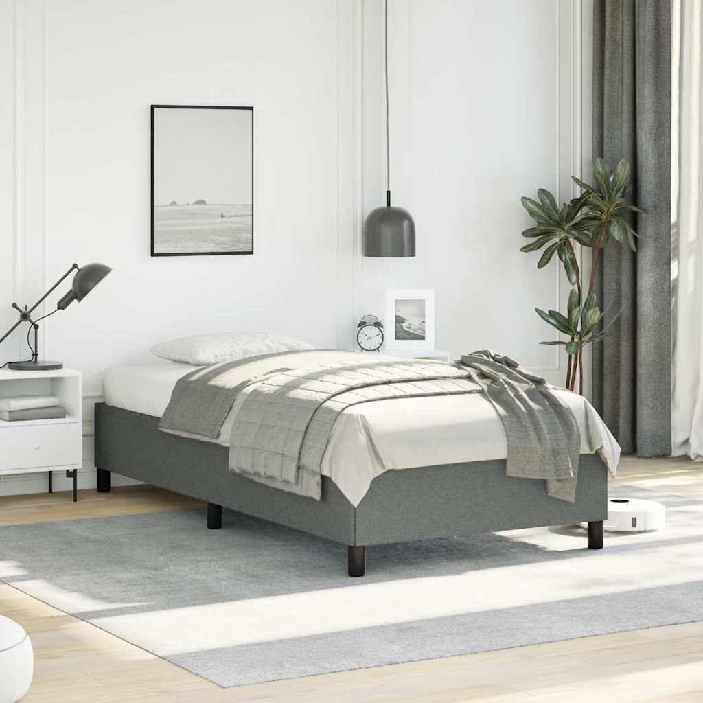 vidaXL Bed Frame without Mattress Dark Grey 100x203 cm Twin XL Fabric
