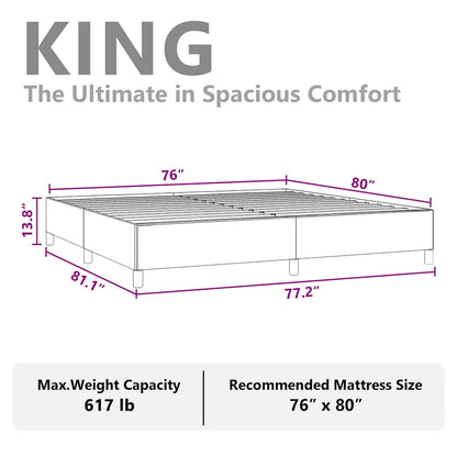 vidaXL Bed Frame without Mattress Light Grey 193x203 cm King Fabric