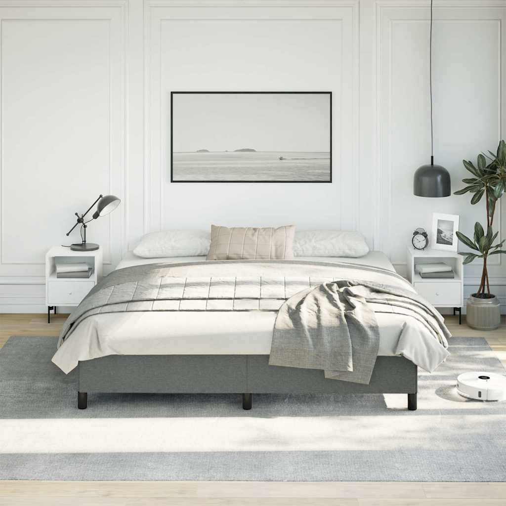 vidaXL Bed Frame without Mattress Dark Grey 193x203 cm King Fabric