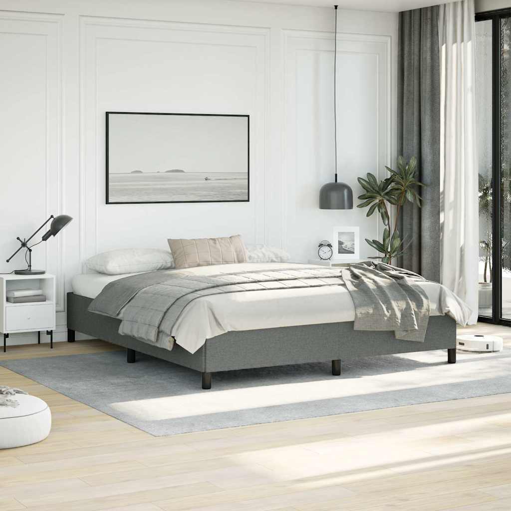 vidaXL Bed Frame without Mattress Dark Grey California King Fabric