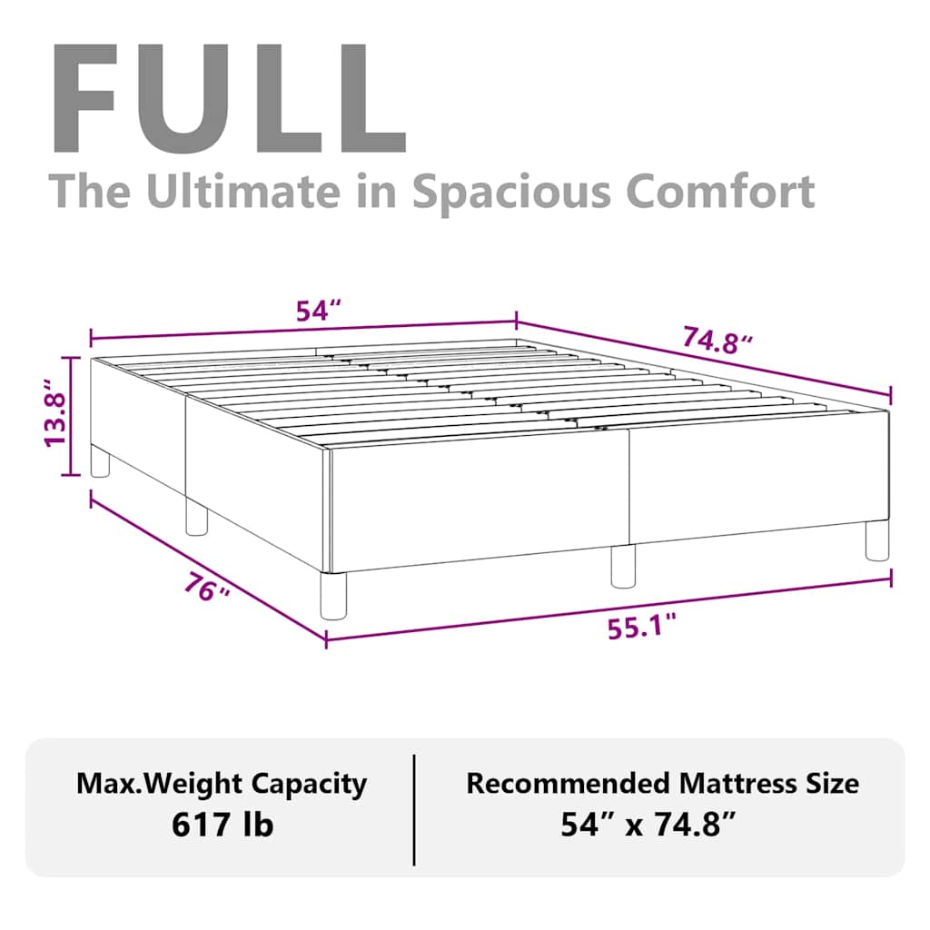 vidaXL Bed Frame without Mattress Light Grey 137x190 cm Full Fabric