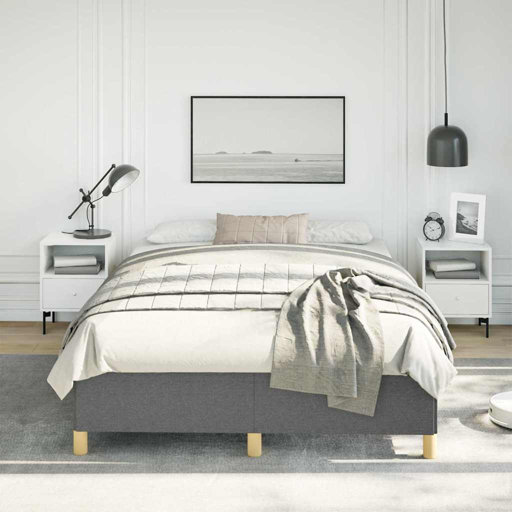 vidaXL Bed Frame without Mattress Dark Grey 137x190 cm Full Fabric