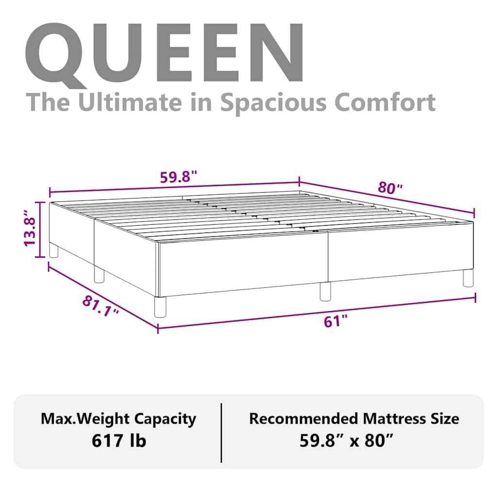 vidaXL Bed Frame without Mattress Dark Grey 152x203 cm Queen Fabric