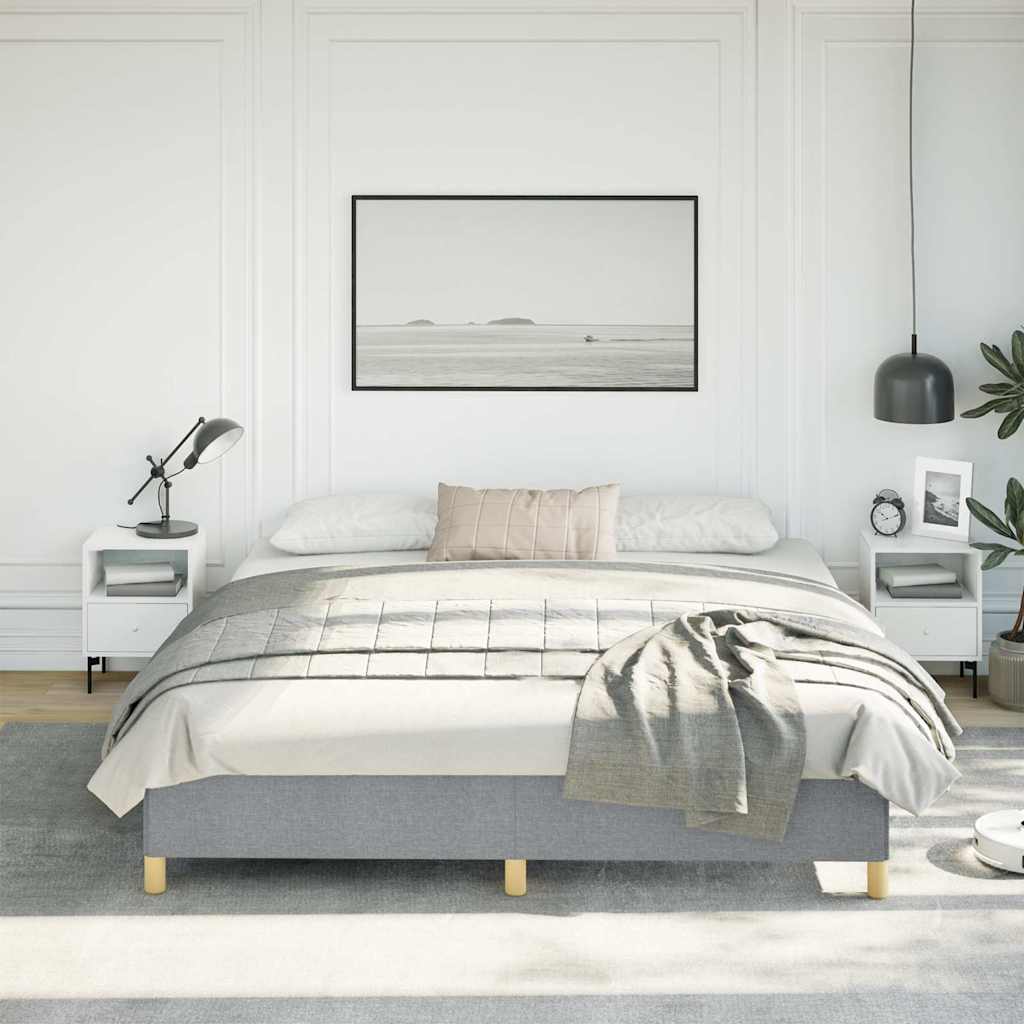 vidaXL Bed Frame without Mattress Light Grey 193x203 cm King Fabric