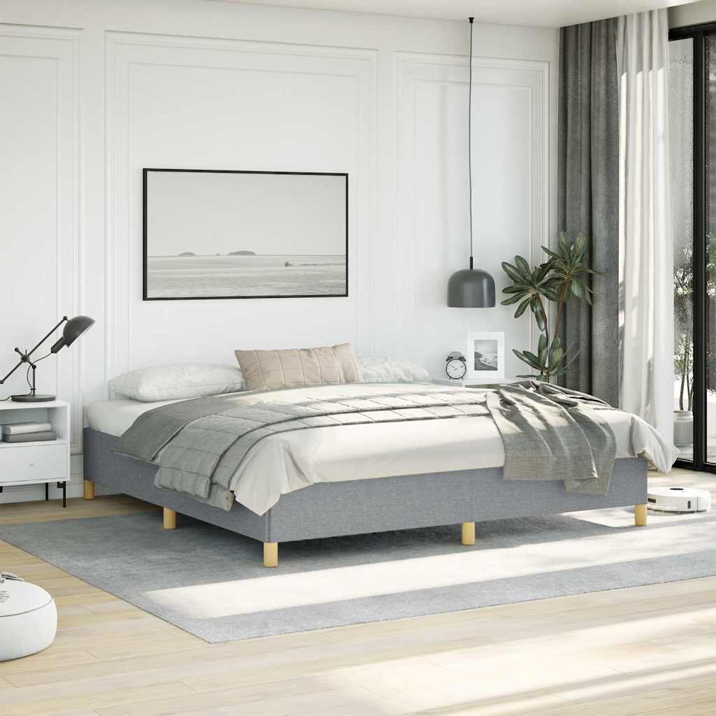 vidaXL Bed Frame without Mattress Light Grey 193x203 cm King Fabric