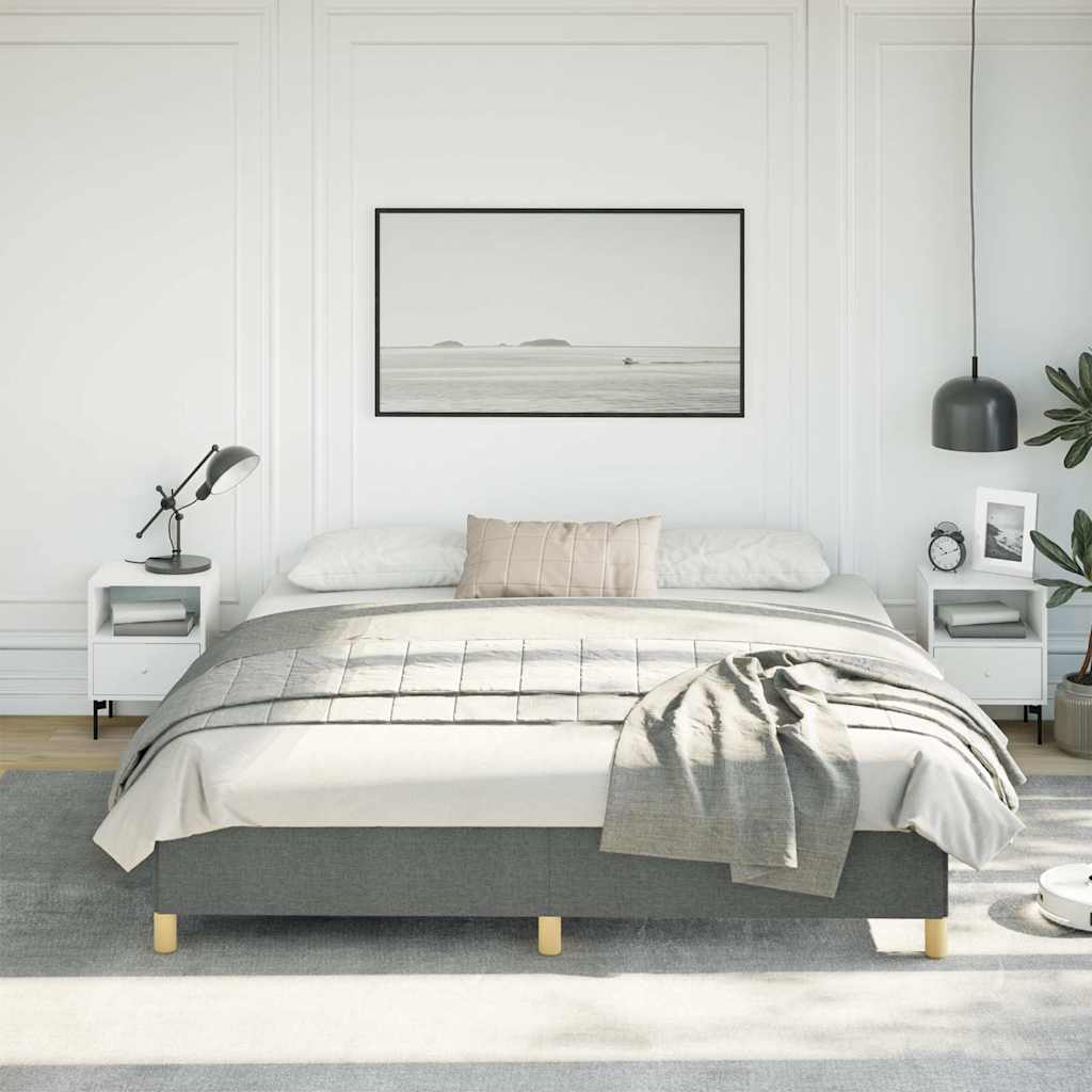vidaXL Bed Frame without Mattress Dark Grey 193x203 cm King Fabric