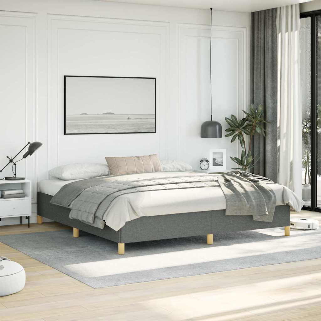 vidaXL Bed Frame without Mattress Dark Grey 193x203 cm King Fabric
