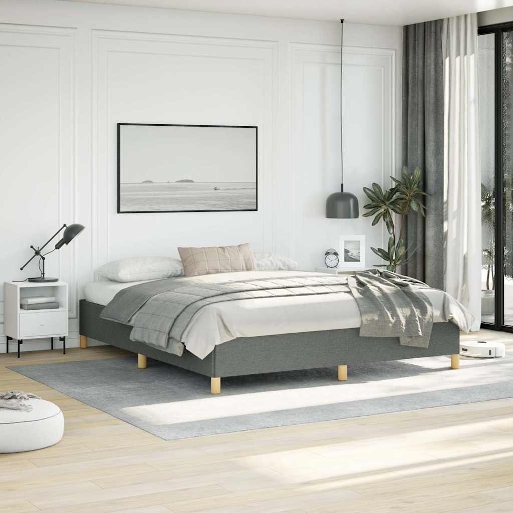 vidaXL Bed Frame without Mattress Dark Grey California King Fabric