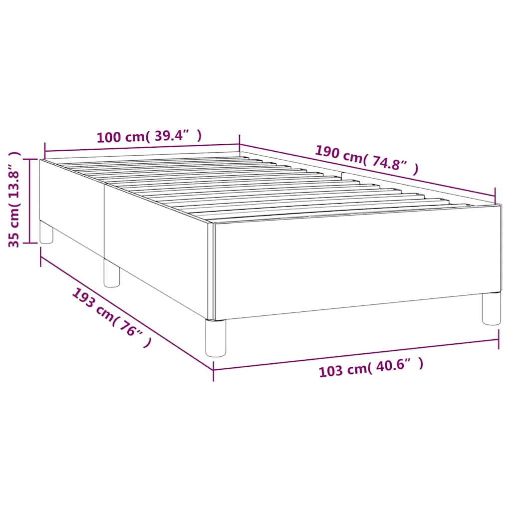 vidaXL Bed Frame without Mattress Black 100x190 cm Twin Faux Leather