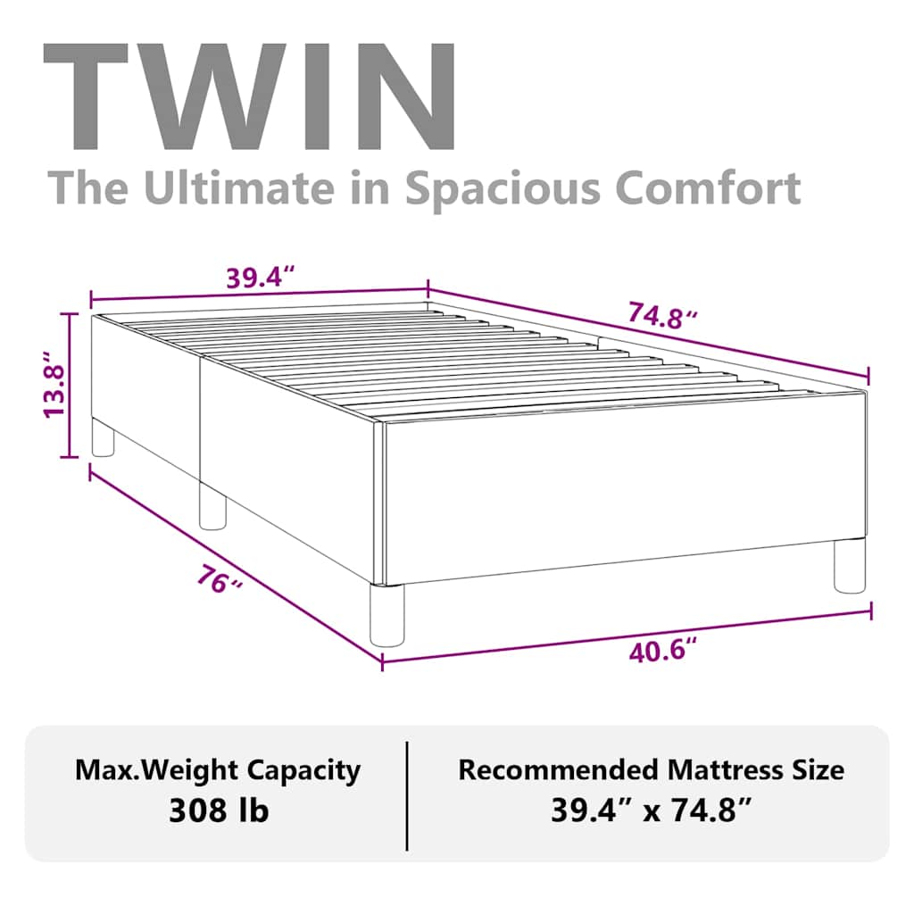 vidaXL Bed Frame without Mattress Black 100x190 cm Twin Faux Leather
