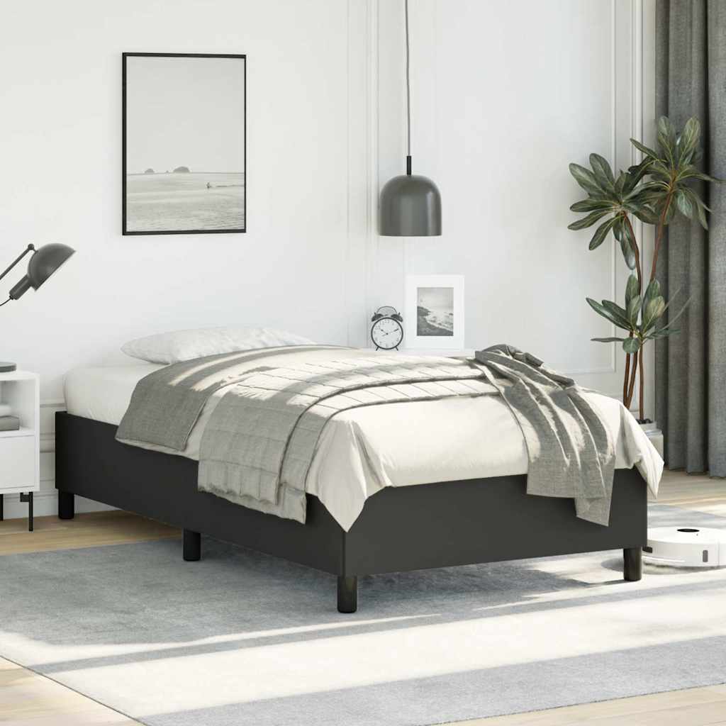 vidaXL Bed Frame without Mattress Black 100x190 cm Twin Faux Leather