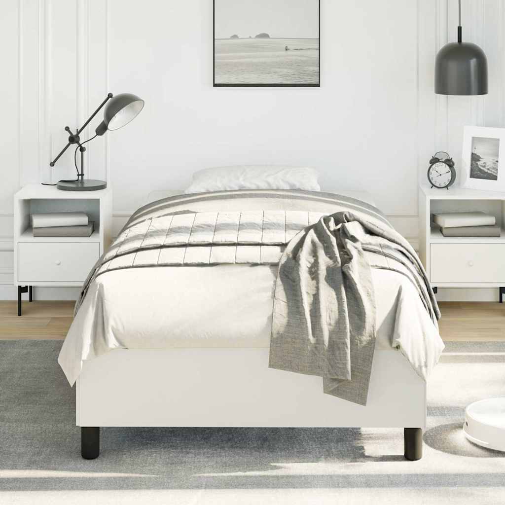 vidaXL Bed Frame without Mattress White 100x190 cm Twin Faux Leather