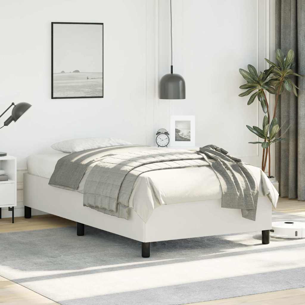 vidaXL Bed Frame without Mattress White 100x190 cm Twin Faux Leather