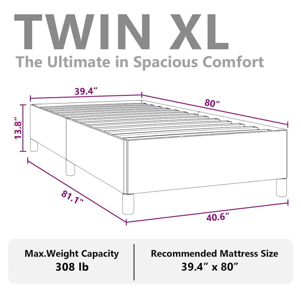 vidaXL Bed Frame without Mattress White 100x203 cm Twin XL Faux Leather