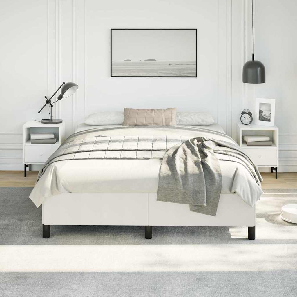 vidaXL Bed Frame without Mattress White 152x203 cm Queen Faux Leather