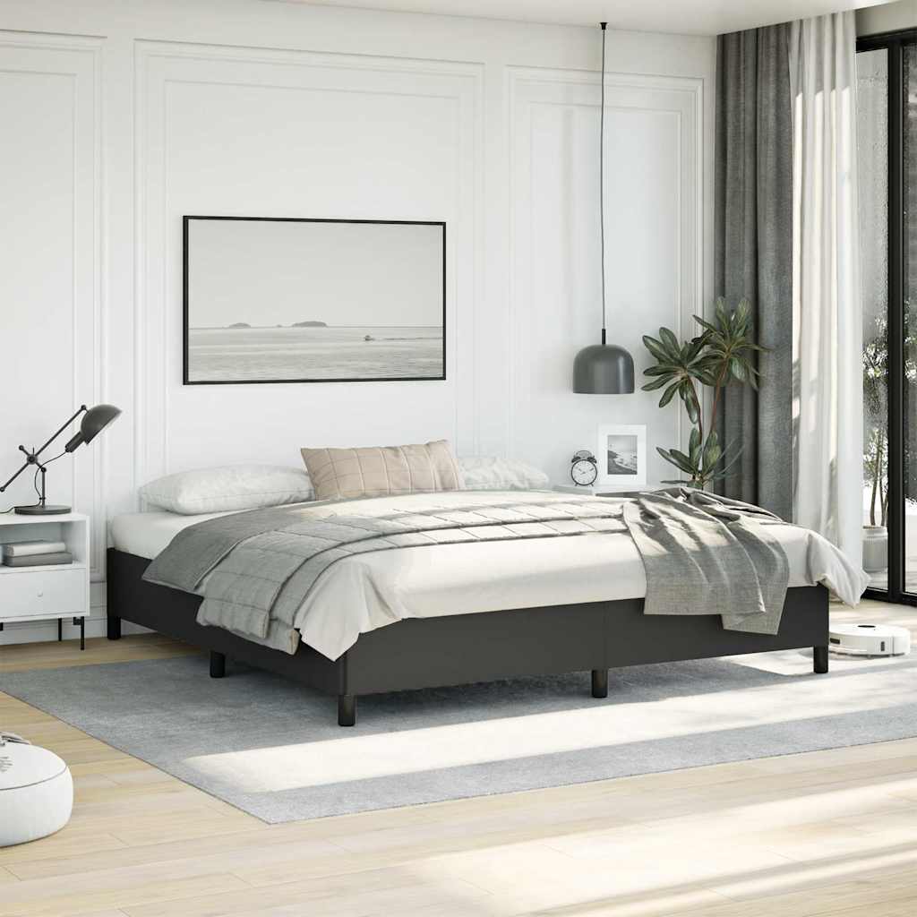 vidaXL Bed Frame without Mattress Black 193x203 cm King Faux Leather