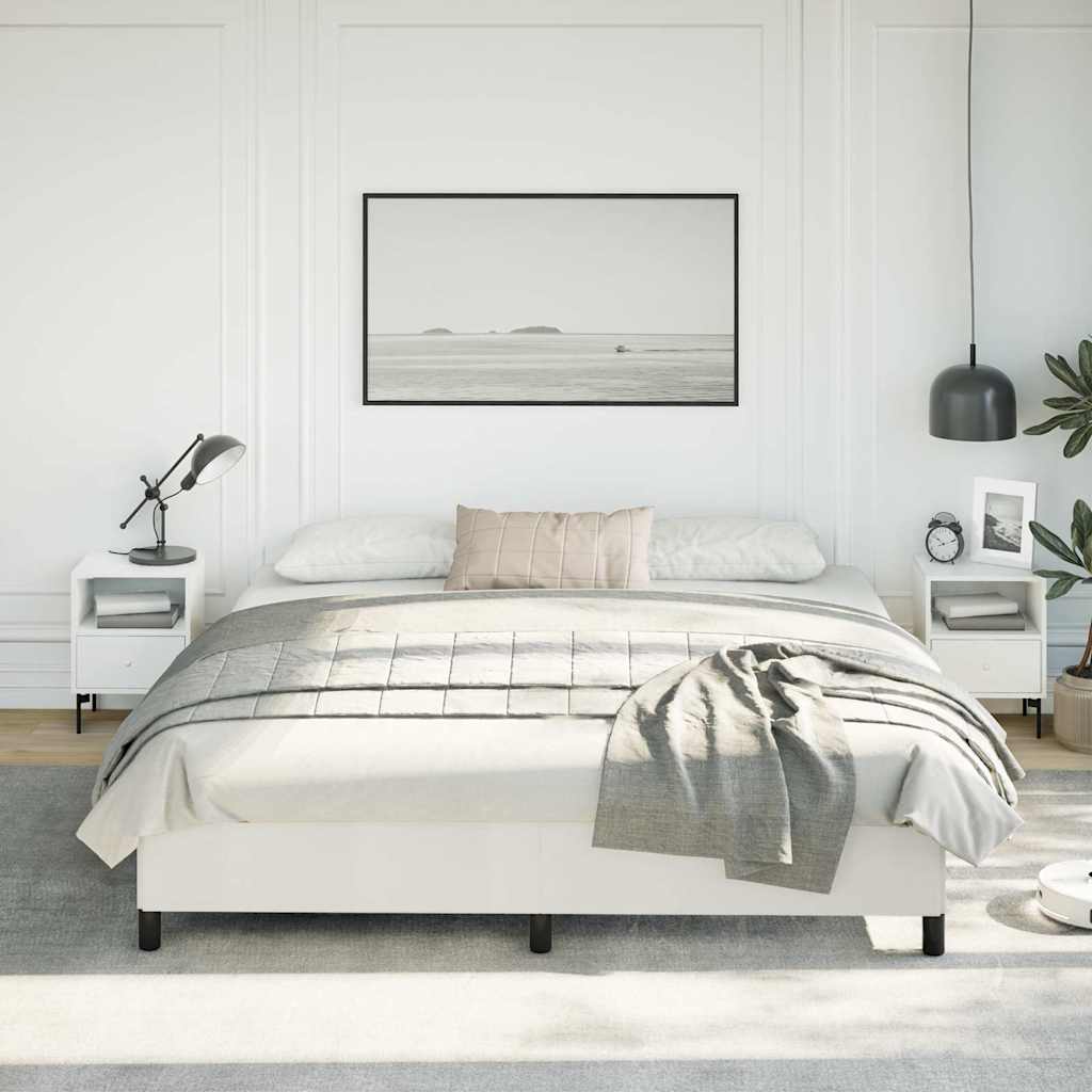 vidaXL Bed Frame without Mattress White 193x203 cm King Faux Leather