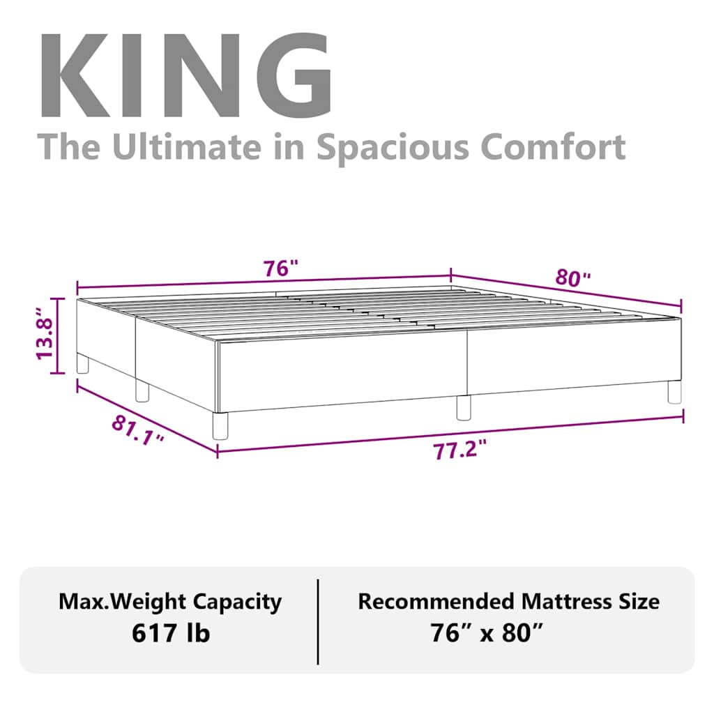 vidaXL Bed Frame without Mattress White 193x203 cm King Faux Leather