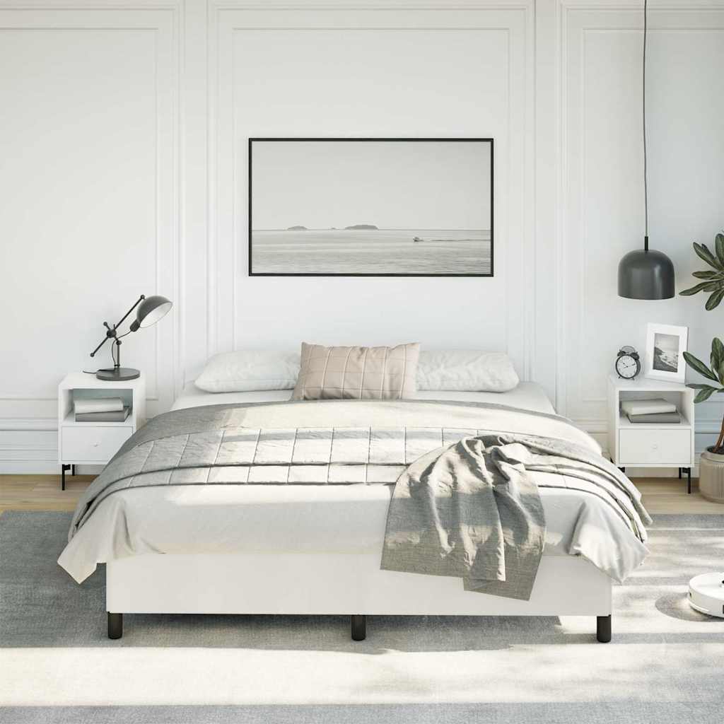vidaXL Bed Frame without Mattress White California King Faux Leather