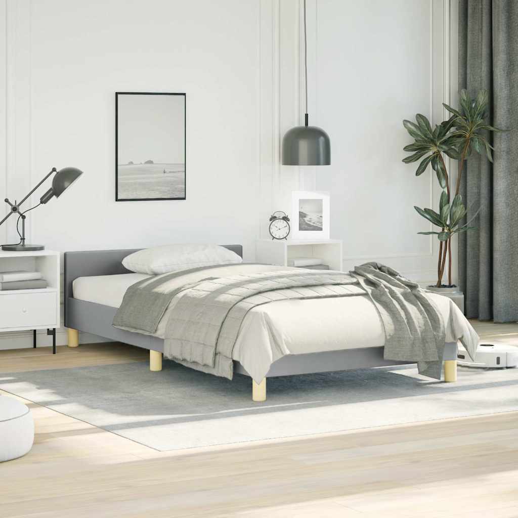 vidaXL Bed Frame without Mattress Light Grey Twin Fabric