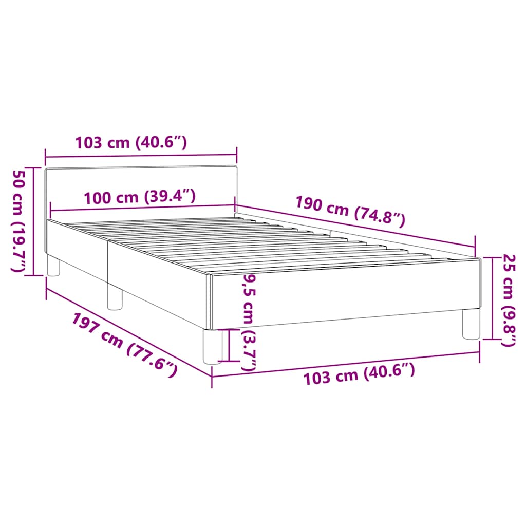 vidaXL Bed Frame without Mattress Dark Grey Twin Fabric
