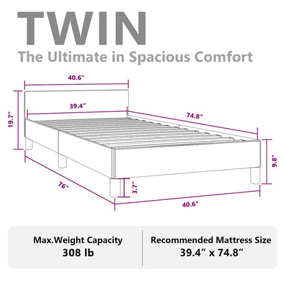 vidaXL Bed Frame without Mattress Dark Grey Twin Fabric