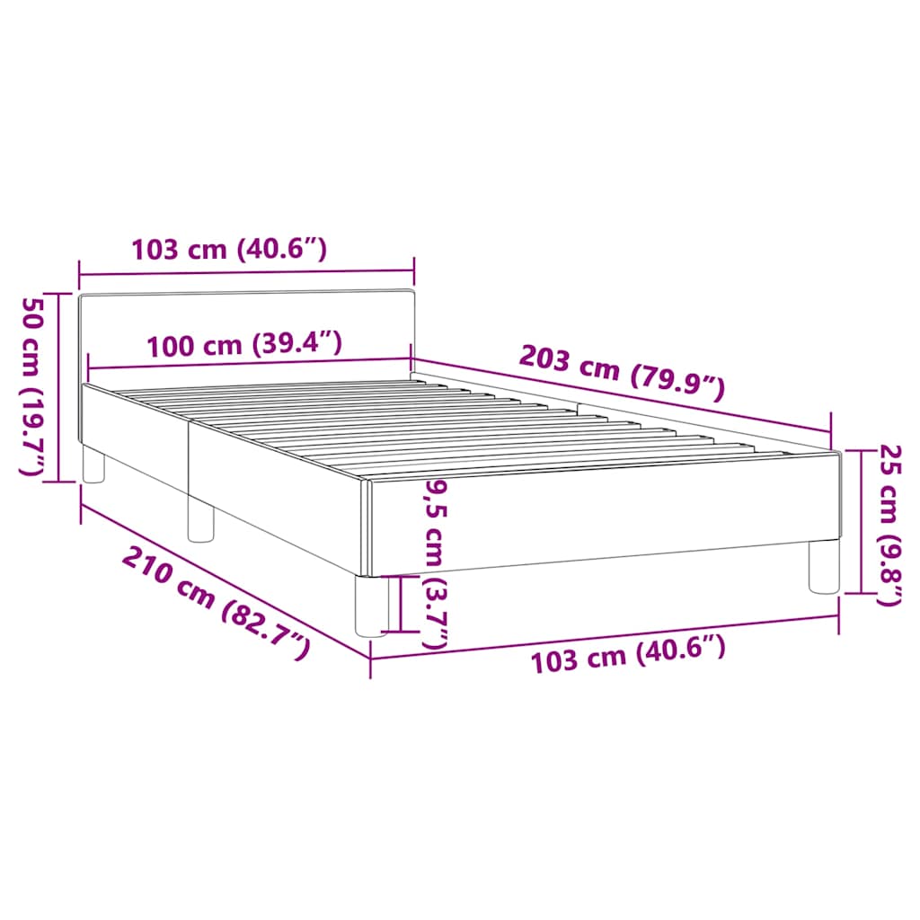 vidaXL Bed Frame without Mattress Dark Grey Twin XL Fabric