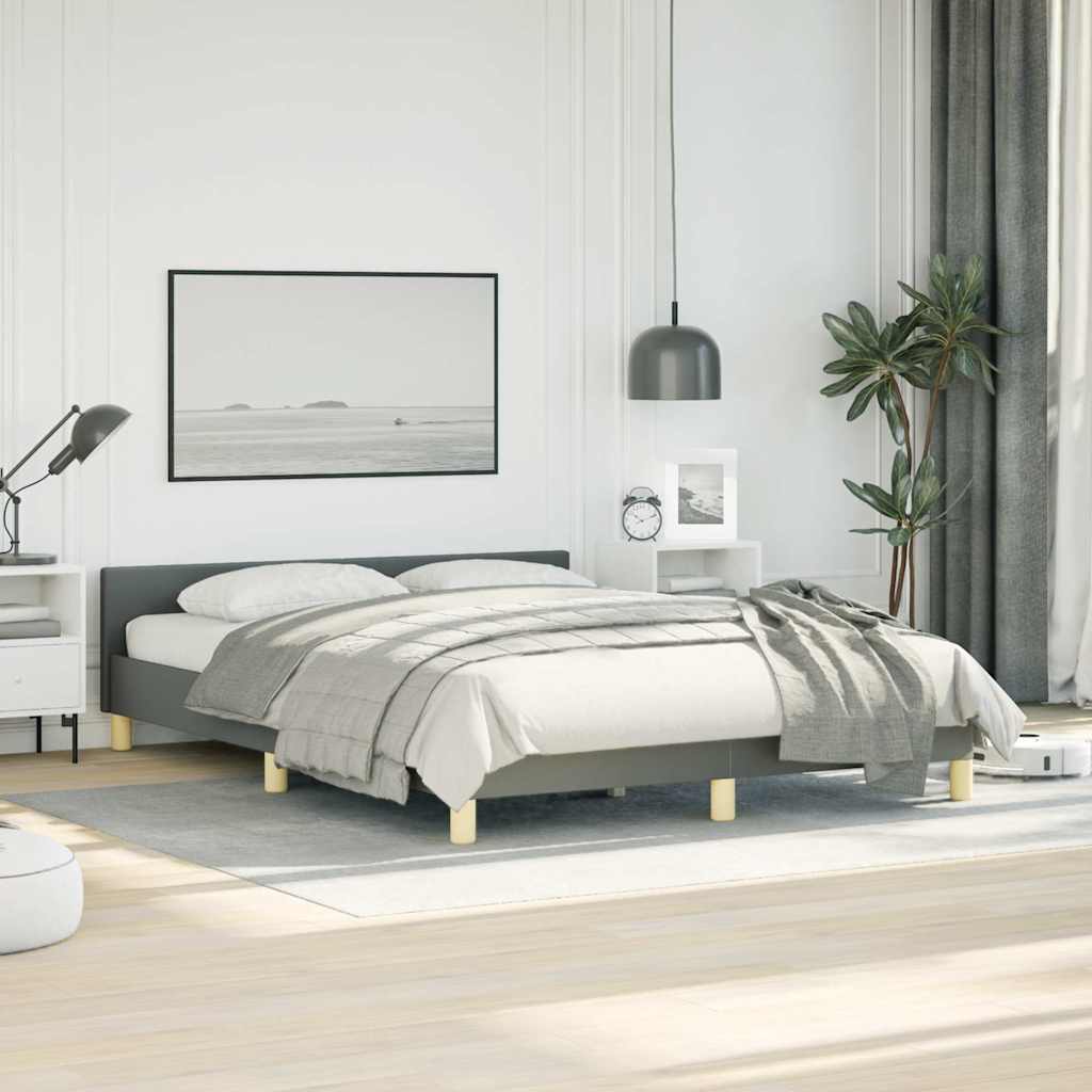 vidaXL Bed Frame without Mattress Dark Grey Full Fabric