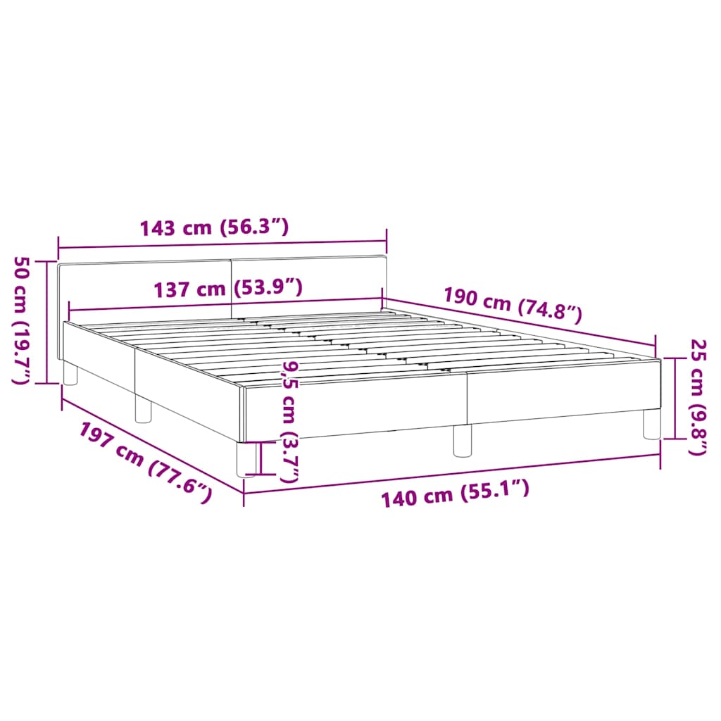 vidaXL Bed Frame without Mattress Dark Grey Full Fabric
