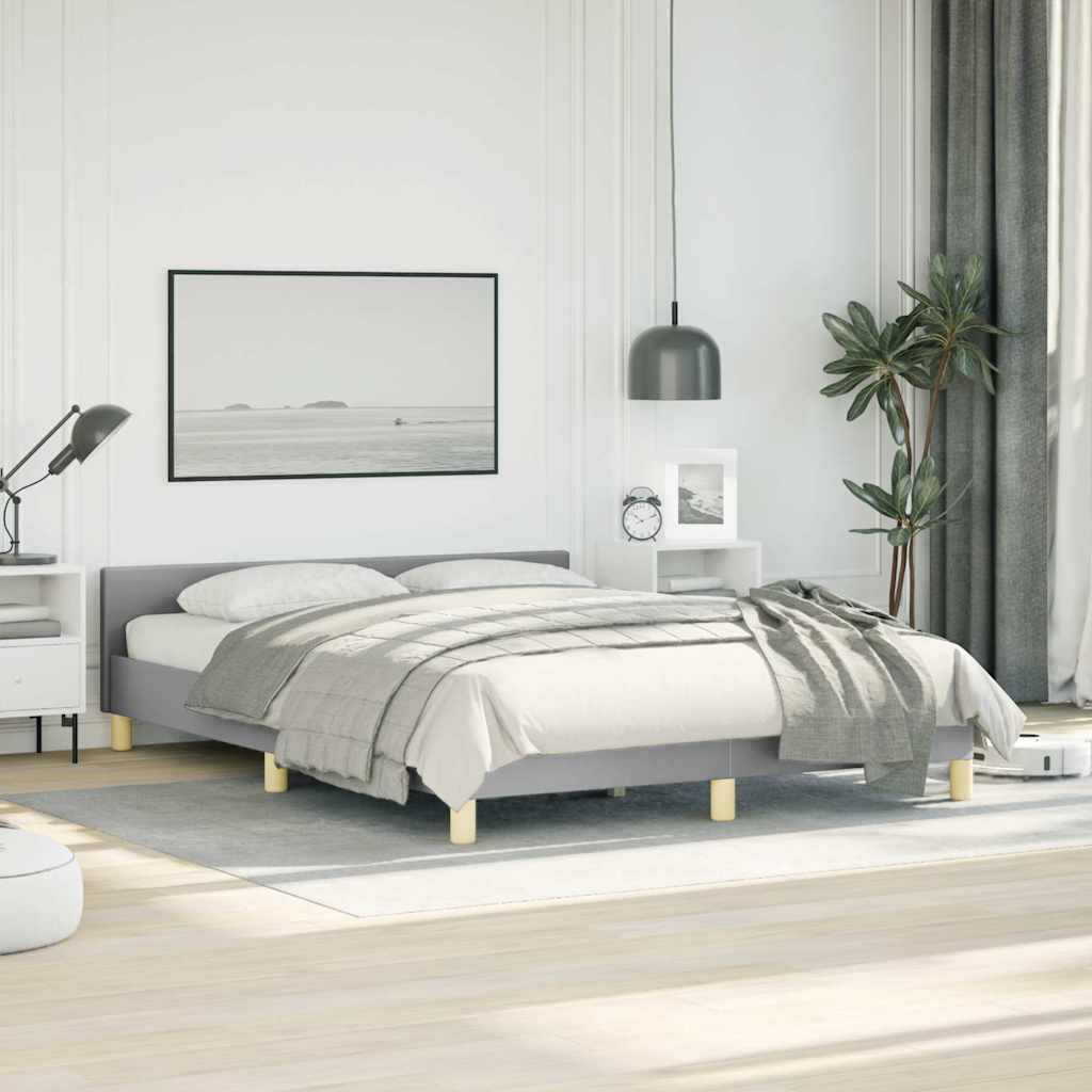 vidaXL Bed Frame without Mattress Light Grey Queen Fabric