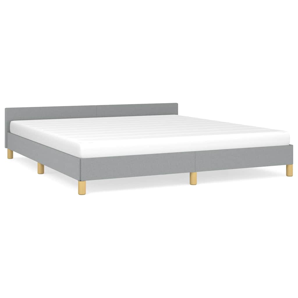 vidaXL Bed Frame without Mattress Light Grey King Fabric