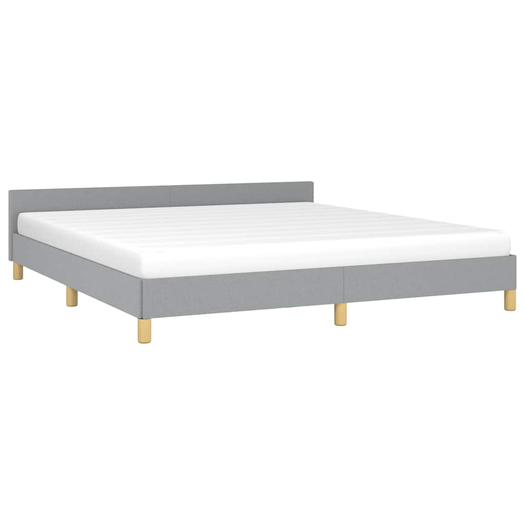 vidaXL Bed Frame without Mattress Light Grey King Fabric