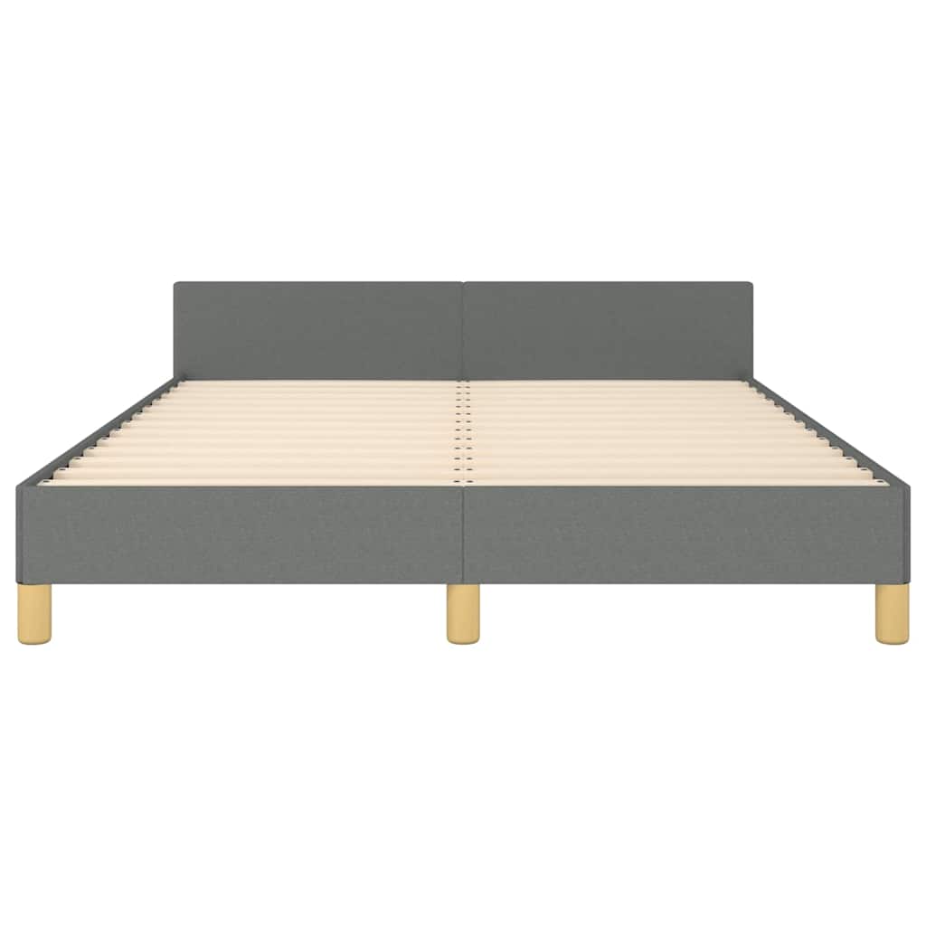 vidaXL Bed Frame without Mattress Dark Grey King Fabric