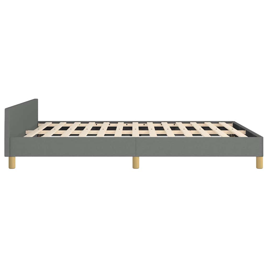 vidaXL Bed Frame without Mattress Dark Grey King Fabric