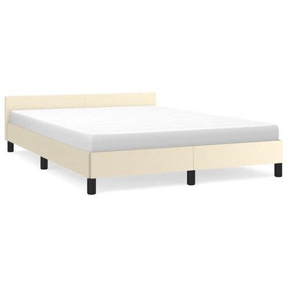 vidaXL Bed Frame with Headboard without Mattress Cream 140x190 cm