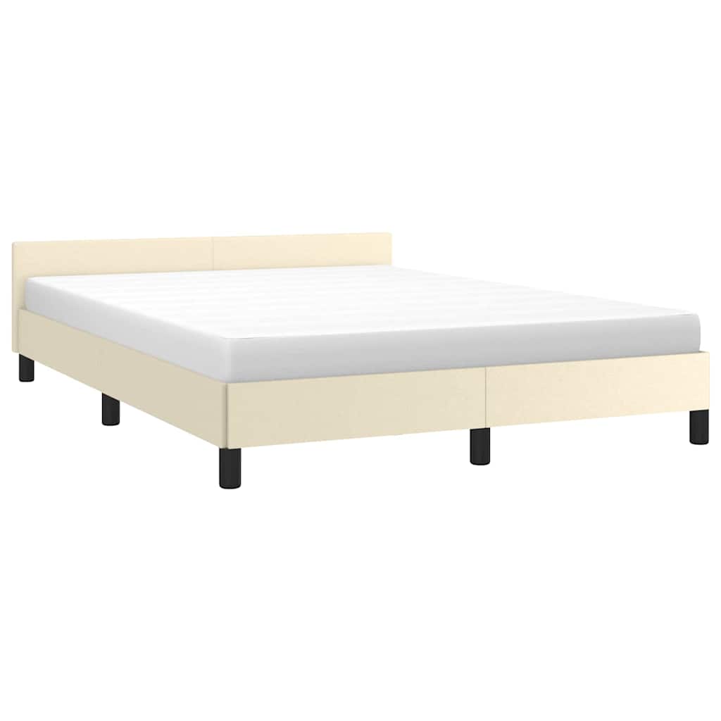 vidaXL Bed Frame with Headboard without Mattress Cream 140x190 cm