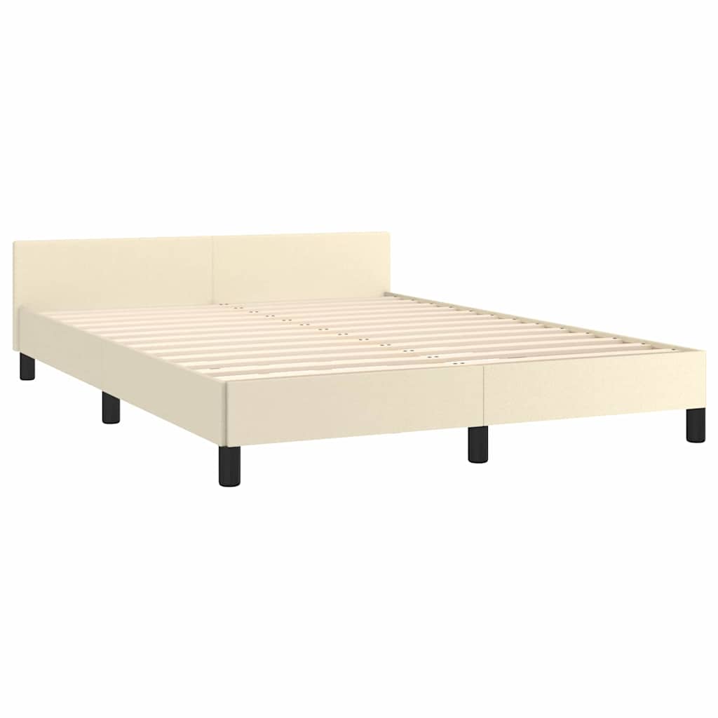 vidaXL Bed Frame with Headboard without Mattress Cream 140x190 cm