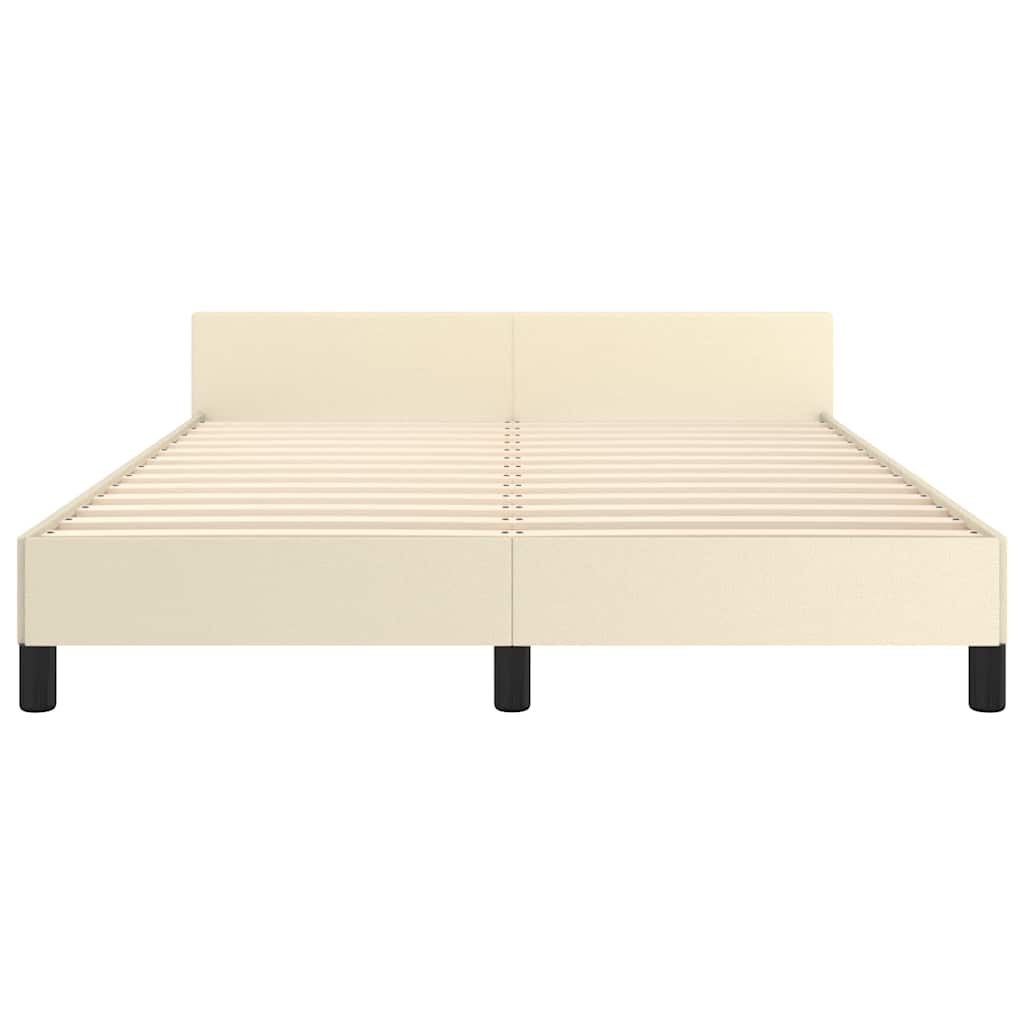 vidaXL Bed Frame with Headboard without Mattress Cream 140x190 cm