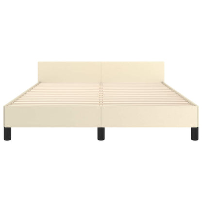 vidaXL Bed Frame with Headboard without Mattress Cream 140x190 cm